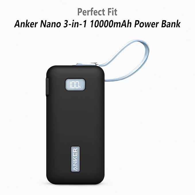 Geiomoo Soft Silicone Case for Anker Nano 3-in-1 Charger Power Bank 10,000mAh, Flexible Scratch Resistant Cover (Black)