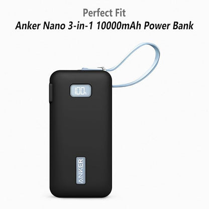 Geiomoo Soft Silicone Case for Anker Nano 3-in-1 Charger Power Bank 10,000mAh, Flexible Scratch Resistant Cover (Black)