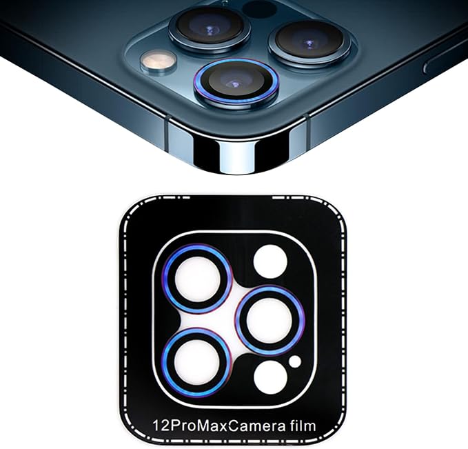SUWEI Camera Lens Protector,for IPhone 12 Pro Max,6.7 inch, Aluminum Alloy Lens Screen Stiker Cover Film,Screenprotector Lens Shield,Bright Shiny Color. (12ProMax)
