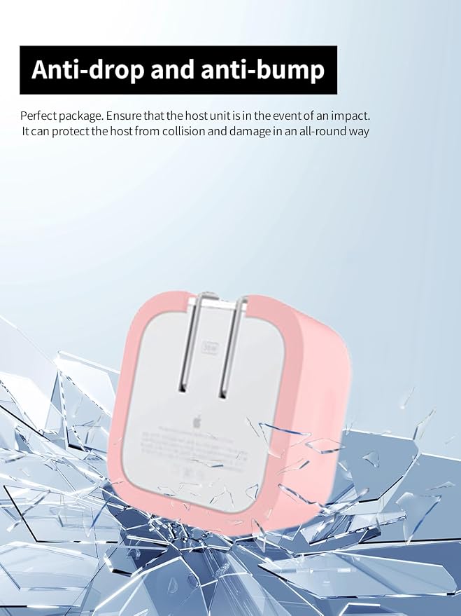 Case for Apple 35W Dual USB-C Port Compact Power Adapter, WUNIAK Soft Silicone Protective Portable Scratch Shock Resistant Shell, Protective Case for Apple 35W Dual USB-C Charger, Pink