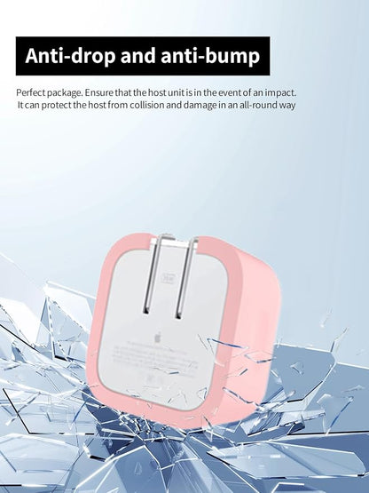 Case for Apple 35W Dual USB-C Port Compact Power Adapter, WUNIAK Soft Silicone Protective Portable Scratch Shock Resistant Shell, Protective Case for Apple 35W Dual USB-C Charger, Pink