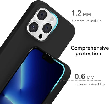 for iPhone 13 Pro Max Case Silicone Compatible with Magsafe Case, Ultra Slim Thin Magnetic Phone Cases Mag Safe, Cute Soft Rubber Gel TPU Matte Plain Wireless Charging Cover for Women, Black