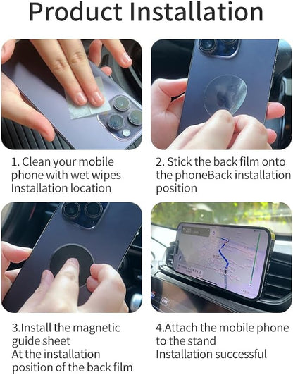 Magnetic Phone Holder for car【2 Packs 】【Strong Magnet】phone holders for your car phone holder Mount for Car【4 Metal Plate】Universal Airvent cell phone car mount for iphone Samsung car accessories