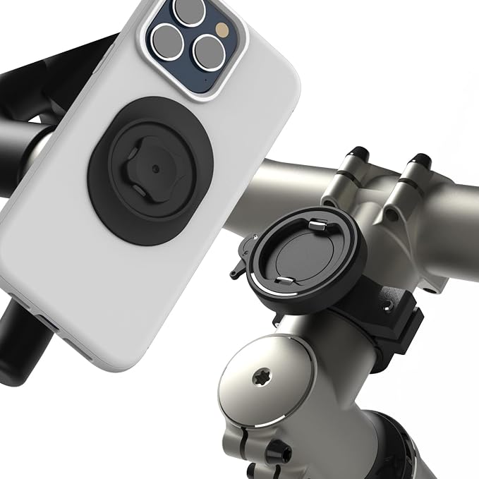 Bike Phone Mount - Stable Aluminium Bicycle Handlebar/Stem Phone Holder with Secure Dual-Lock, 1-Hand Quick Release for 4-7.3 inch Cell-Phones, Cycling Clamp Fit E-Scooter, MTB, Mountain, Road Bikes