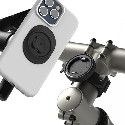 Bike Phone Mount - Stable Aluminium Bicycle Handlebar/Stem Phone Holder with Secure Dual-Lock, 1-Hand Quick Release for 4-7.3 inch Cell-Phones, Cycling Clamp Fit E-Scooter, MTB, Mountain, Road Bikes