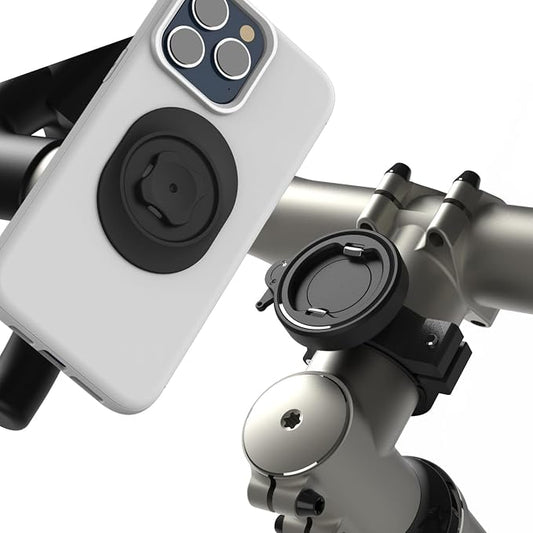 Bike Phone Mount - Stable Aluminium Bicycle Handlebar/Stem Phone Holder with Secure Dual-Lock, 1-Hand Quick Release for 4-7.3 inch Cell-Phones, Cycling Clamp Fit E-Scooter, MTB, Mountain, Road Bikes