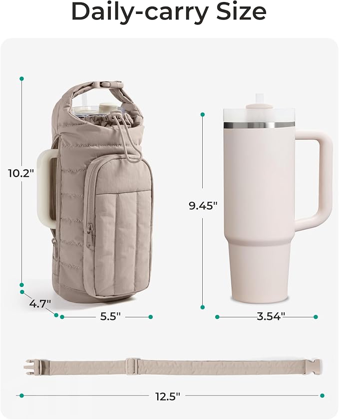 BAGSMART Water Bottle Holder Bag with Strap, 40/32 oz Crossbody Bag Gym Accessories, Sling Purses for Women