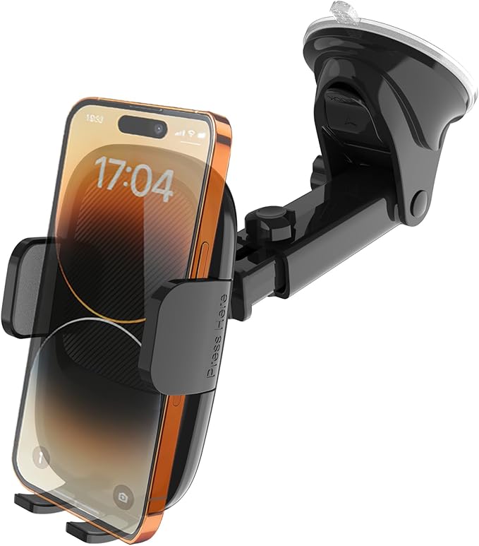 Car Phone Holder, [Ultra Strong Suction Cup] 360°Adjustable Phone Mount for Universal Car Windshield Compatible with iPhone 17 Pro Max and More Smartphones