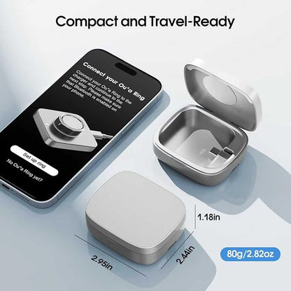 Compatible Charging Case for Ou-ra Ring Gen 3 & 4 Official Charger, Portable Charging Box with 1000mAh Capacity, Fits All Ring Sizes, 30-Day Runtime (Official Charger Not Included) Gray