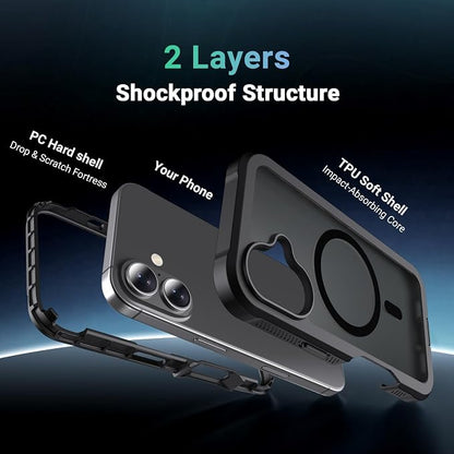 jaroco Magnetic for iPhone 17 Case, [Compatible with MagSafe][Military Grade Drop Protection][Heavy Duty Protection][Non-Slip][Shockproof] 2-Layer Durable Bumper Phone Case 6.3''-Black