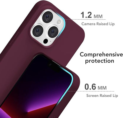 for iPhone 13 Pro Case Silicone Compatible with Magsafe Case, Ultra Slim Thin Magnetic Phone Cases Mag Safe, Cute Soft Rubber Gel Matte Plain Wireless Charging Cover for Women, Burgundy Maroon