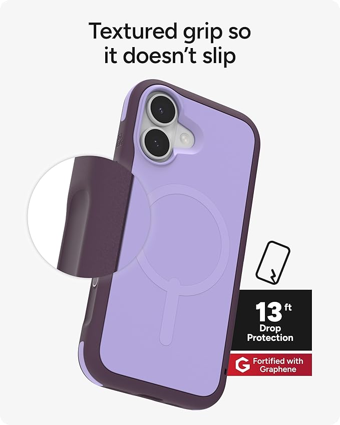 ZAGG Sedona Snap Case for iPhone 17 - Purple Dusty Grape, Drop Protection (13ft/4m), Graphene-Reinforced Multi-Layer Protection, MagSafe Phone Case with Impact-Absorbing Bumpers, Slim