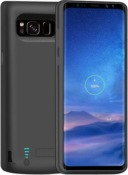Battery Case for Samsung Galaxy S8, 5000mAh Rechargeable Extended Battery Charging Case with Kickstand Black