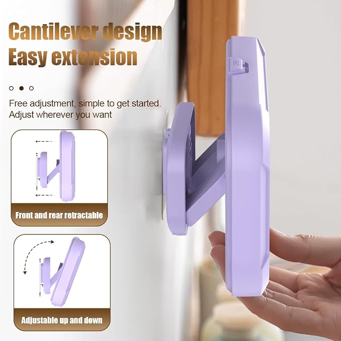 360° Rotatable Retractable Adjustable Shower Phone Case Holder,Anti-fog HD & sensitive screen ,Wall Mounted Phone Holder for Bathroom Mirror Bathtub Kitchen,Shower Accessories for 4-7" Phones (purple)