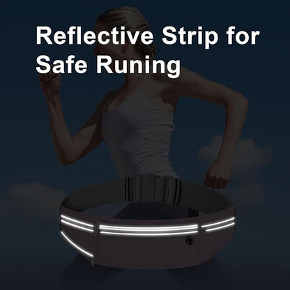 Slim Running Belt for Women Men,Runners Fanny Pack Phone Holder,Money Belt,Running Gear Accessories,with 3 Pockets (Jet Purple)