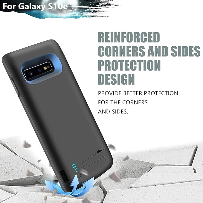 Sitong [Upgraded Battery Case for Samsung Galaxy S10e, 5000mAh Rechargeable Extended Battery Charging Charger Case, Add 1.2X Extra Juice (5.8 inch for Galaxy S10e) Black