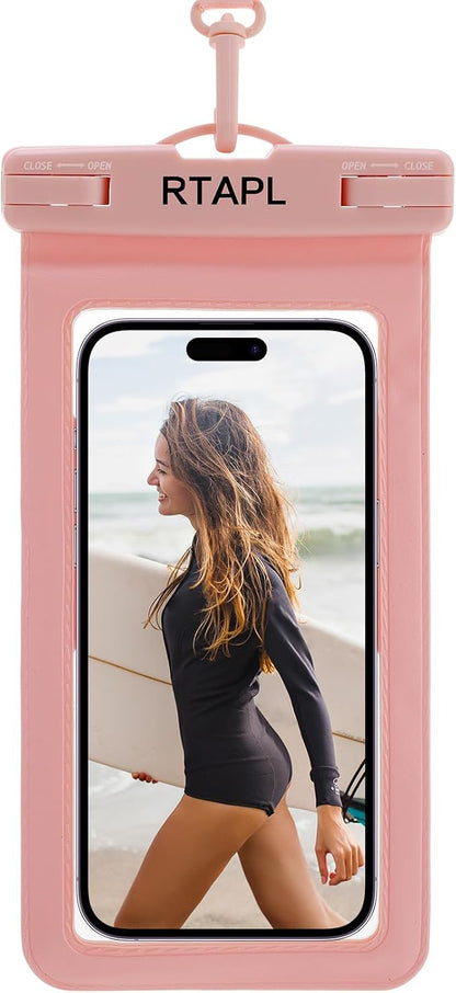 2-in-1 Floating Waterproof Phone Pouch & Detachable Armband, IPX8 Certified Dry Bag with Lanyard, Universal Protector for iPhone 17-11 Pro Max Plus Air & Galaxy S25/S24.Pink