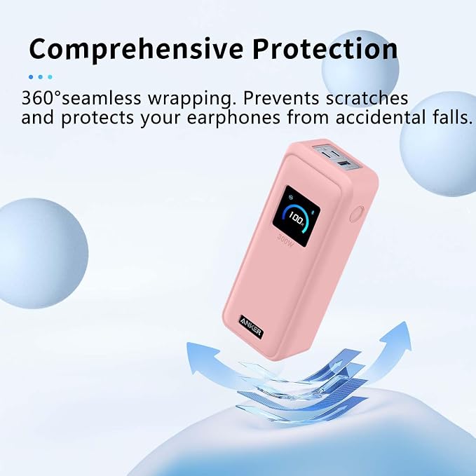 Case for Anker Prime Power Bank(26,250mAh 300W),NOUKAJU Silicone Protective Case,Drop-Proof,Scratch-Proof,Shock-Proof,Dust-Proof,Protective Cover for Anker Prime 26,250mAh Power Bank 300W(Pink)