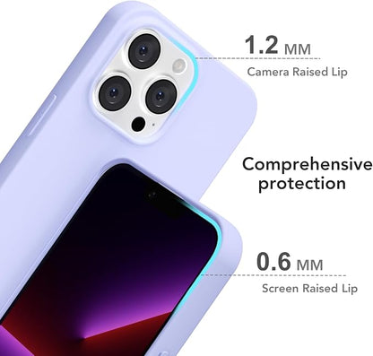 for iPhone 13 Pro Case Silicone Compatible with Magsafe Case, Ultra Slim Thin Magnetic Phone Cases Mag Safe, Cute Soft Rubber Gel Matte Plain Wireless Charging Cover for Women, Purple Lavender