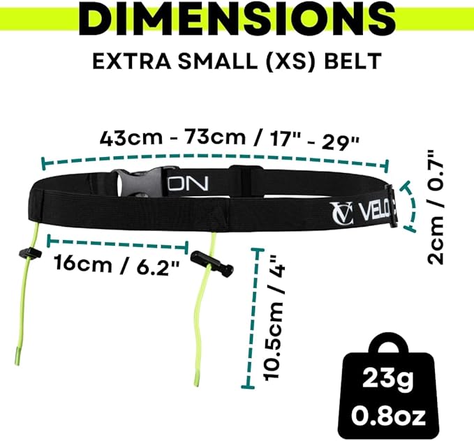 VeloChampion Lightweight Running Belt Waist Pack for Men Women - Elasticated Stretch Fit Race Number Holder - No Pins - 3 Sizes - Run. Triathlon. Cycle. Marathon. Jogging (2, X-Small)