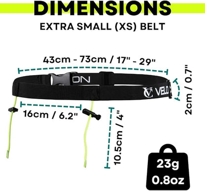 VeloChampion Lightweight Running Belt Waist Pack for Men Women - Elasticated Stretch Fit Race Number Holder - No Pins - 3 Sizes - Run. Triathlon. Cycle. Marathon. Jogging (2, X-Small)