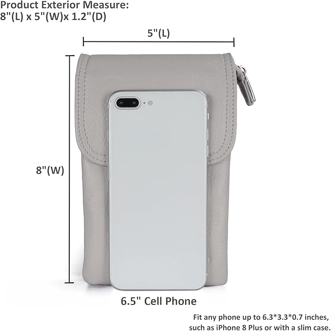 befen Genuine Leather Small Crossbody Bags for Women Cell Phone Bag Cross Body Purses,Silver Zipper