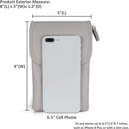 befen Genuine Leather Small Crossbody Bags for Women Cell Phone Bag Cross Body Purses,Silver Zipper
