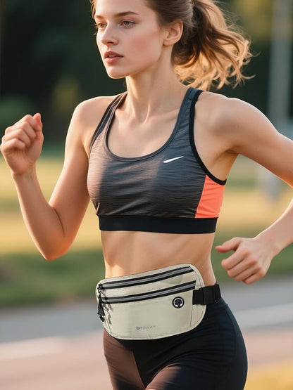 Slim Running Belt for Women Men Runners Fanny Packs With Phone Holder Hidden Pockets Exercise Waist Bag for Marathon Workout