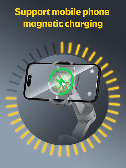 Professional Gimbal Stabilizer for Smartphone w/Wireless Charging OLED Display LED Light Focus Wheel, 3-Axis Phone Gimbal Stabilizer for iPhone 15 14 13 12 Pro/Max/Xs Galaxy S23-AOCHUAN Smart X Pro
