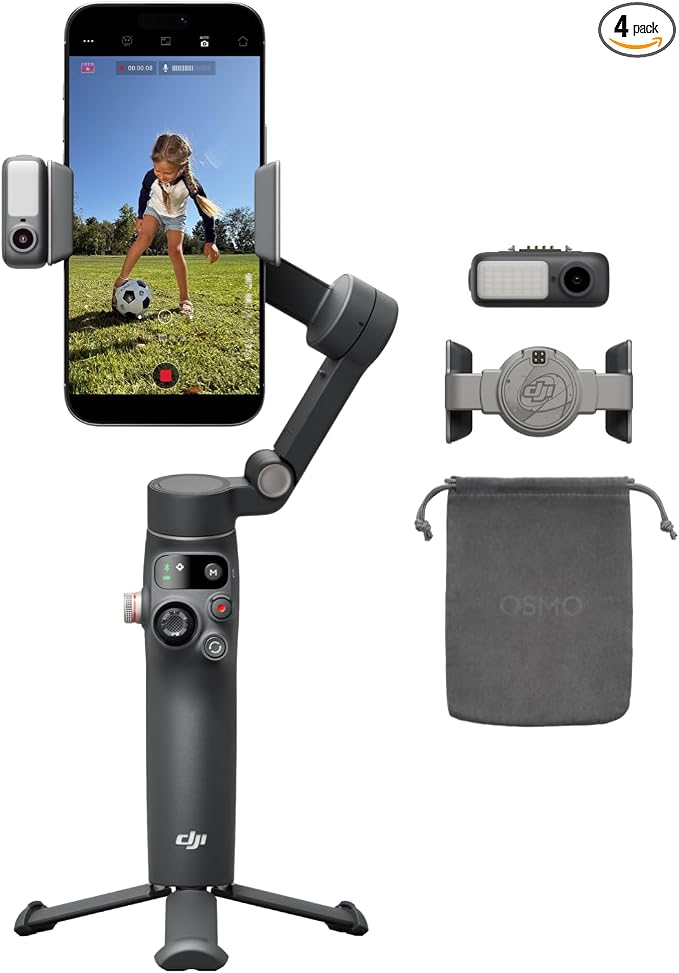 DJI Osmo Mobile 8 Advanced Tracking Combo Gimbal Stabilizer for Phone, AI Native Tracking with Audio & Lighting, 360° Pan Rotation, Built-in Extension Rod & Tripod, 10h Battery, Extension Rod