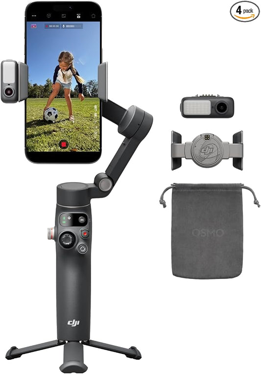 DJI Osmo Mobile 8 Advanced Tracking Combo Gimbal Stabilizer for Phone, AI Native Tracking with Audio & Lighting, 360° Pan Rotation, Built-in Extension Rod & Tripod, 10h Battery, Extension Rod