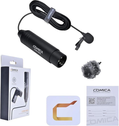 comica XLR Lavalier Condenser Microphone,CVM-V02O Omnidirectional Lapel Lavalier Microphone,Clip on Mic Interview Kit for Recorder Mixer camcorders Zoom H4n H5 H6 Tascam DR 40 DR100 (5.9f,1 Pack)