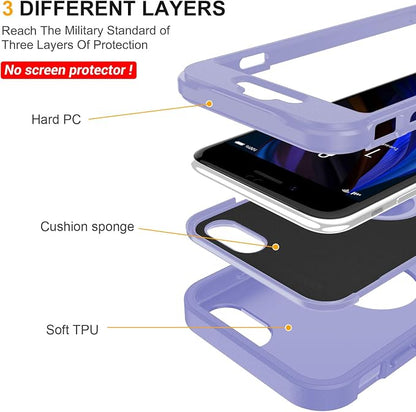 jaroco Design for iPhone SE Case 2022/2020,iPhone 8/7 [Shockproof] [Dropproof] [Dust-Proof] [Military Grade Drop Tested] with Non-Slip Removable iPhone SE 2022 Case 4.7 Inch-Light Blue+Purple