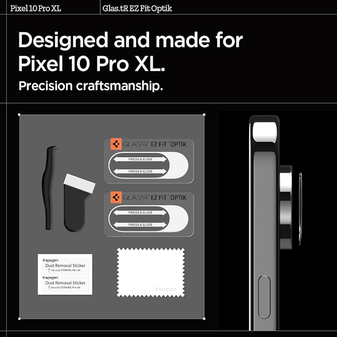 Spigen Camera Lens Screen Protector [Glas.tR EZ Fit Optik] Designed for Pixel 10 Pro XL [Case Friendly] - 2 Pack