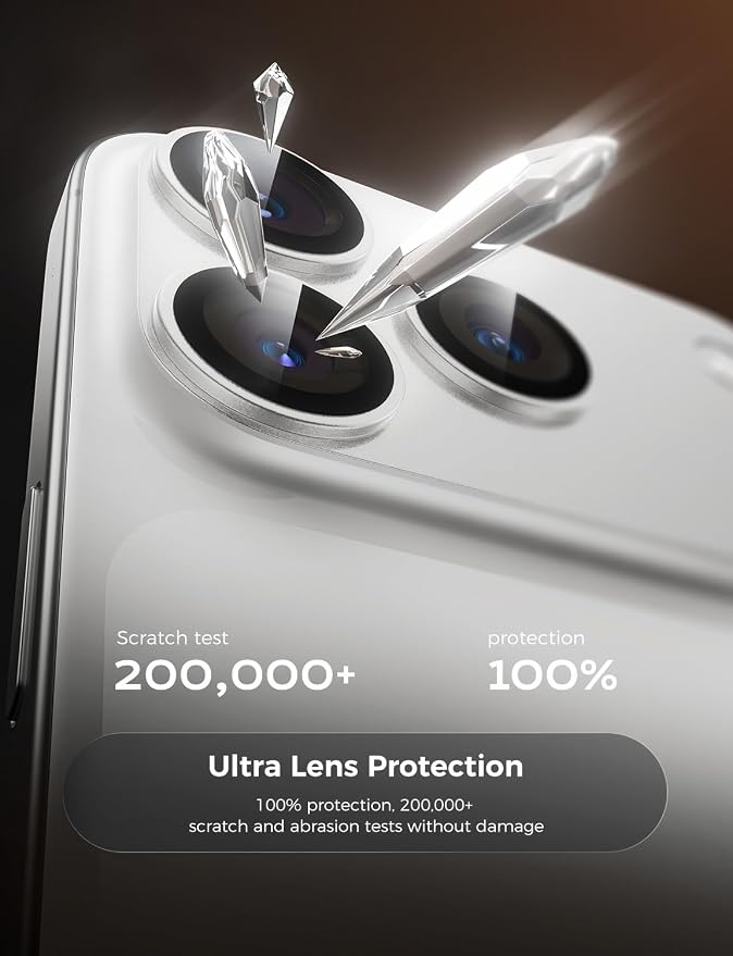 MAGIC JOHN 2 Pack Camera Lens Protector for iPhone 17 Pro, Full Coverage, Metal Aluminum Alloy Camera Lens Film, HD Clear, Scratch Resistant, Case-Friendly,Sliver
