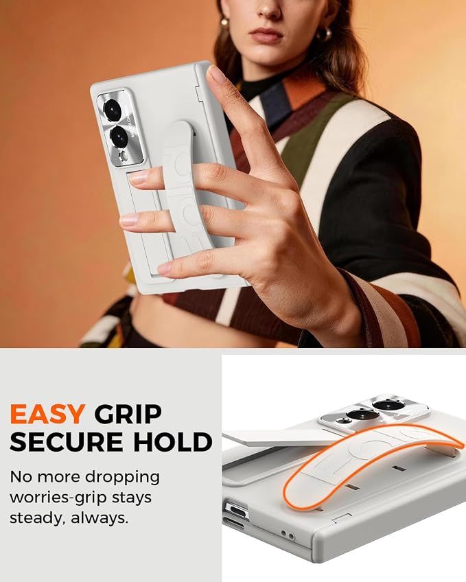 NINKI Wristband for Samsung Galaxy Z Fold 8 Case with with Screen Protector & Stand,Grip Cover for Samsung Z Fold 8 Phone Case with Strap,Galaxy Z Fold 8 Hinge Protection for Galaxy Fold 8 Cover White