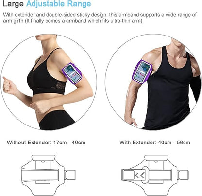 JEMACHE Armband for Samsung Galaxy S26 S25 S24 S23 S22 Ultra/Plus/FE, Gym Running Workouts Arm Band with Earbuds Holder (Purple)