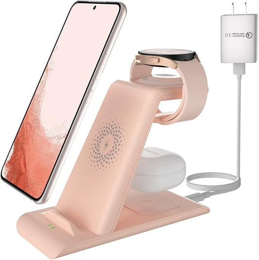 Wireless Charging Station for Samsung Wireless Charger Galaxy S26 Ultra/S25/S24/S23/S22/Note20 Z Fold Flip7 Galaxy Watch 8/7/6/5/4/3 Active 2/1 Stand Galaxy Buds4/4 Pro/3/2 Pro/Live Multiple Devices