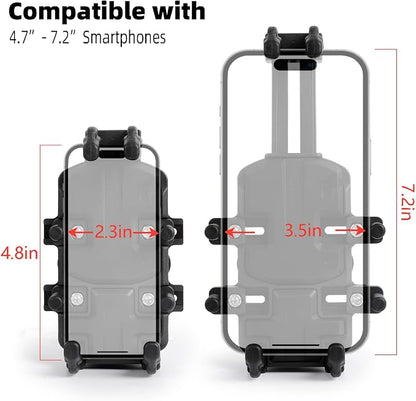 Motorcycle Phone Mount with Vibration Dampener, Waterproof, Sunproof, Aluminum Alloy Handlebar Mounting Base, One-Handed Operation Motorcycle Universal Phone Holder for 4.7"-7.2" Smartphones