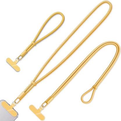 KITANIS 3 Pack Phone Lanyard,1×Phone crossbody strap,1×Phone Neck Strap,1×Wrist Strap,3×Tether Tabs,Universal Cell Phone Multifuctional Patch Polyester Lanyards(Yellow)