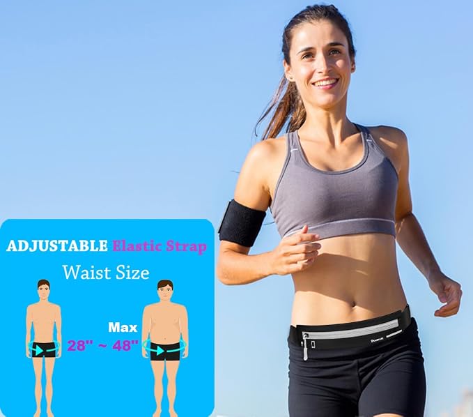 Slim Running Belt Fanny Pack for Women Men, Runners Phone Holder Gift Jogging Pouch Workout Waist Belt, Money Belt Running Gear Accessories – For All Cell Phones (Black02)
