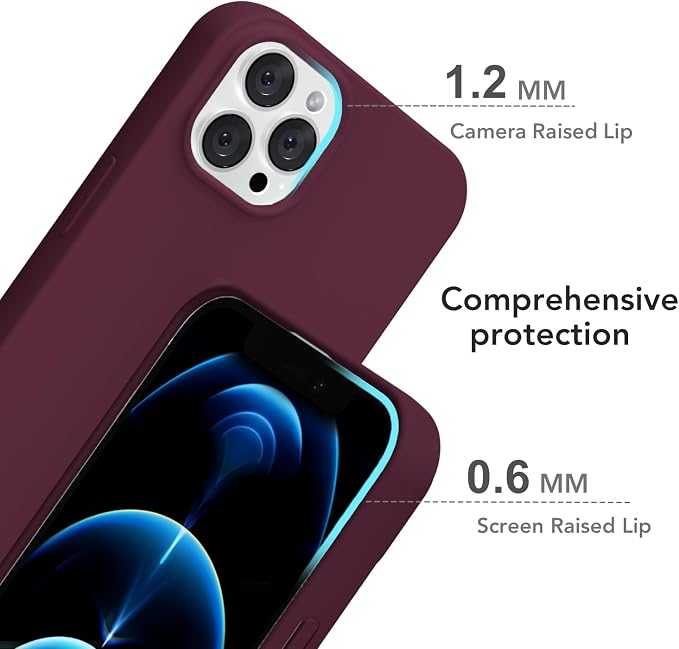 for iPhone 12 Pro Max Case Silicone Compatible with Magsafe Case, Ultra Slim Thin Magnetic Phone Cases Mag Safe, Cute Soft Rubber Gel Matte Wireless Charging Cover for Women, Burgundy Maroon