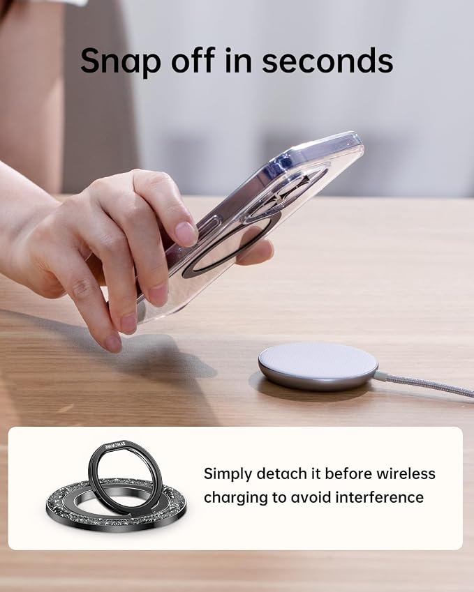 SYNCWIRE Magnetic Phone Ring Holder for MagSafe - Glitter Phone Grip Stand with 360° Rotation Finger Ring Kickstand Blingbling Compatible with iPhone 17 16 15 14 13 12 Pro Max MagSafe Accessories