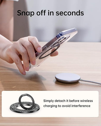 SYNCWIRE Magnetic Phone Ring Holder for MagSafe - Glitter Phone Grip Stand with 360° Rotation Finger Ring Kickstand Blingbling Compatible with iPhone 17 16 15 14 13 12 Pro Max MagSafe Accessories