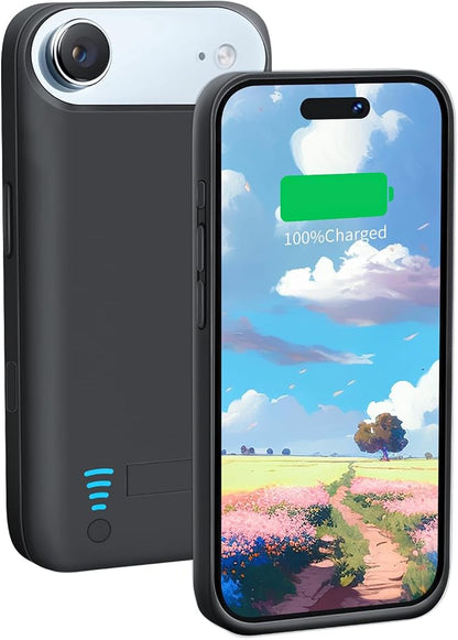 Battery Case for iPhone 17 Air, 6000mAh Rechargeable Extended Battery Charging/Charger Case, Add 100% Extra Juice (6.5 Inches) Black