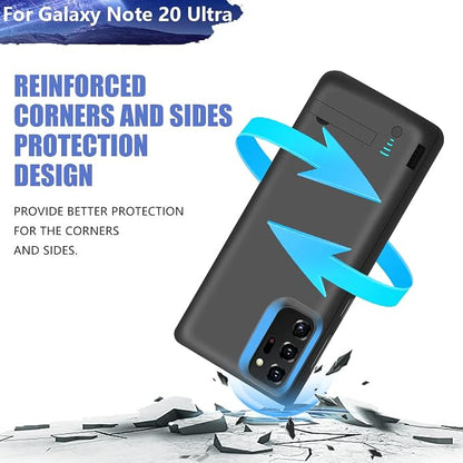 Battery Case for Samsung Galaxy Note 20 Ultra 5G, 6000mAh Rechargeable Extended Battery Charging Charger Case, Add 100% Extra Juice, Not Compatible with Galaxy S20 Ultra Black