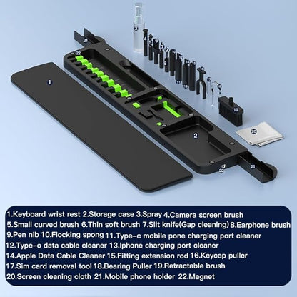 Keyboard Cleaner - Upgraded Keyboard Wrist Rest | Phone Cleaning Kit (Black)