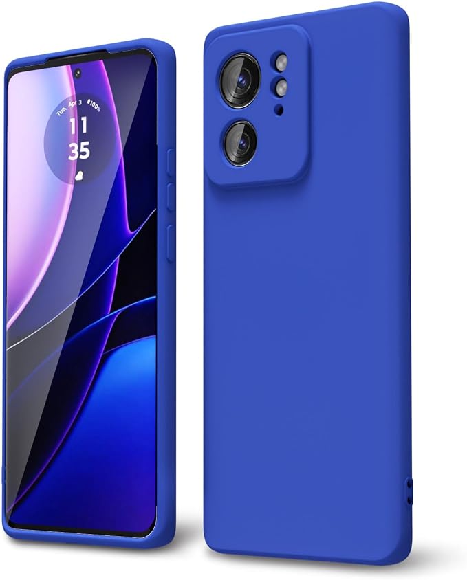 oakxco for Motorola Moto Edge 2023 Phone Case Liquid Silicone, Thin Slim Soft Rubber Gel TPU Plain Protective Simple Cover for Women Girl Cute, Matte Solid Color Aesthetic, Royal Blue