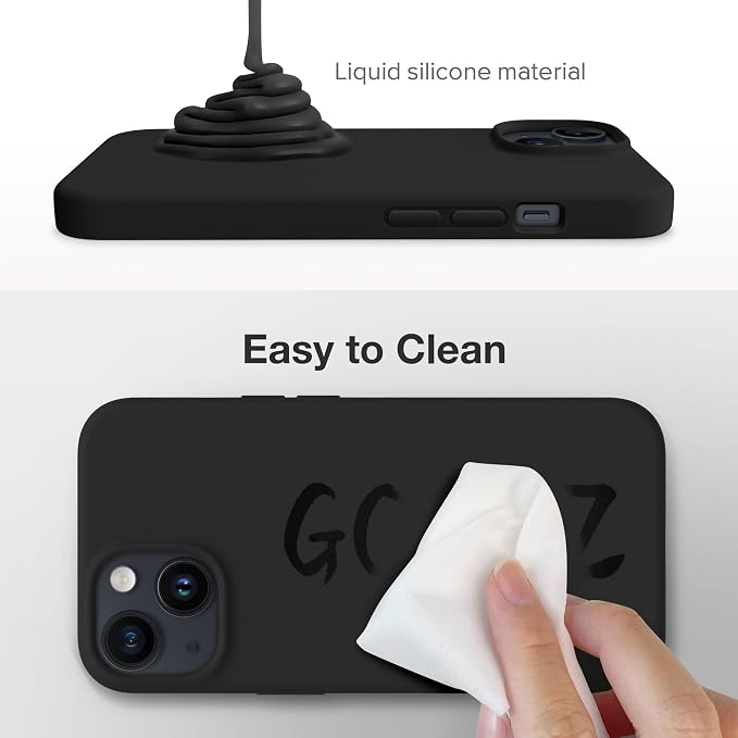 GONEZ Magnetic for iPhone 14 Case, Compatible with Magsafe, with Screen Protector + Camera Protector, Anti-Scratch Microfiber Lining, Liquid Silicone Shockproof Protective Phone Case, Black