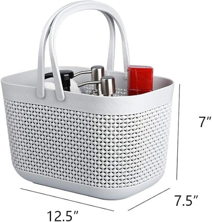 UUJOLY Plastic Organizer Storage Baskets with Handles, Shower Caddy Bins Organizer for Bathroom and kitchen（Grey